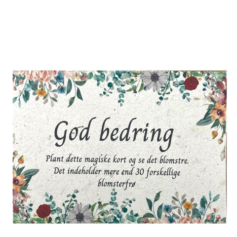 Blomsterkort med frø “God bedring''